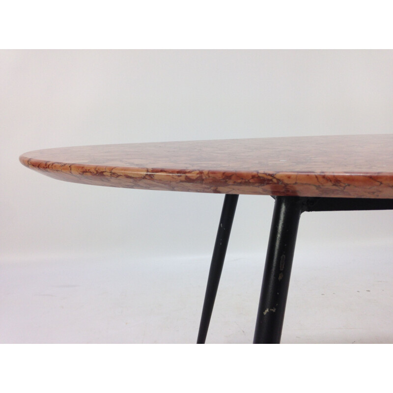 Vintage coffee table with marble top & brass feet 1950s