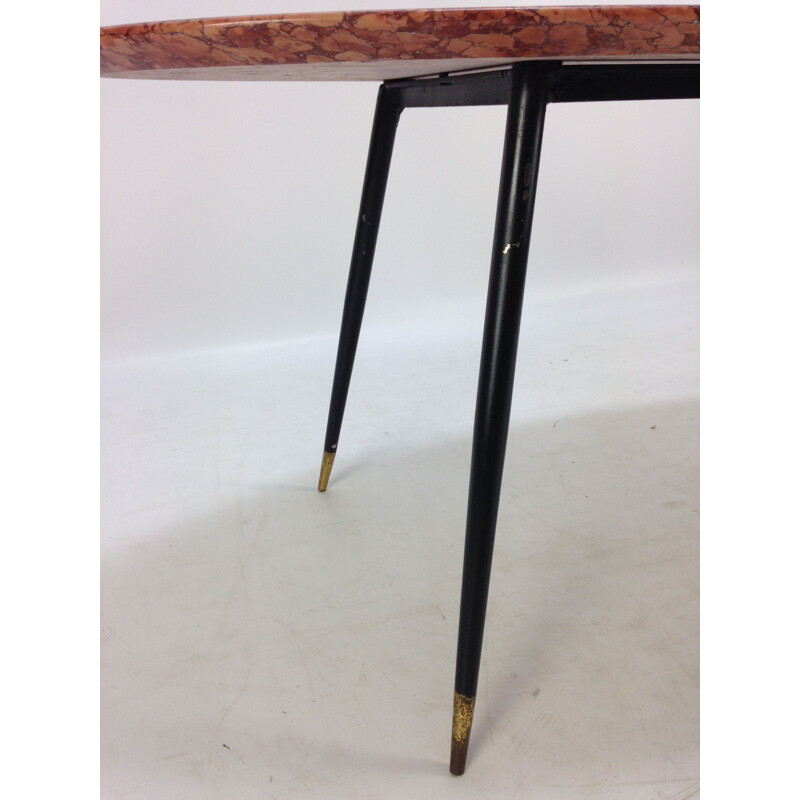 Vintage coffee table with marble top & brass feet 1950s