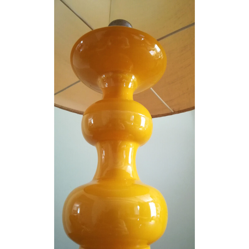 German vintage yellow ceramic lamp 1970