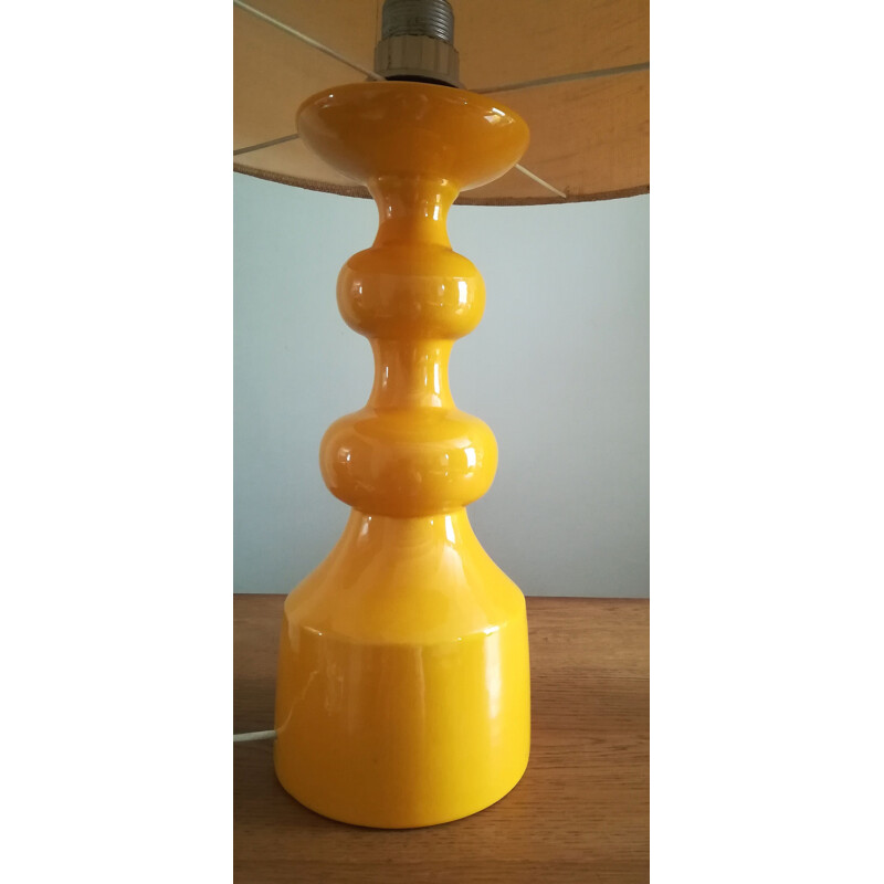 German vintage yellow ceramic lamp 1970