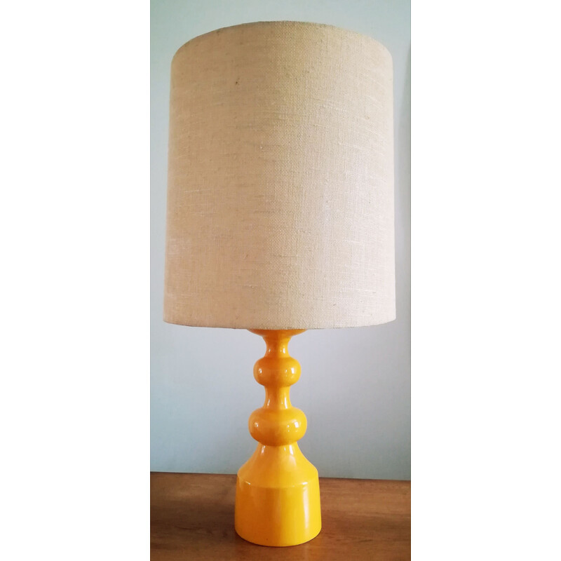 German vintage yellow ceramic lamp 1970