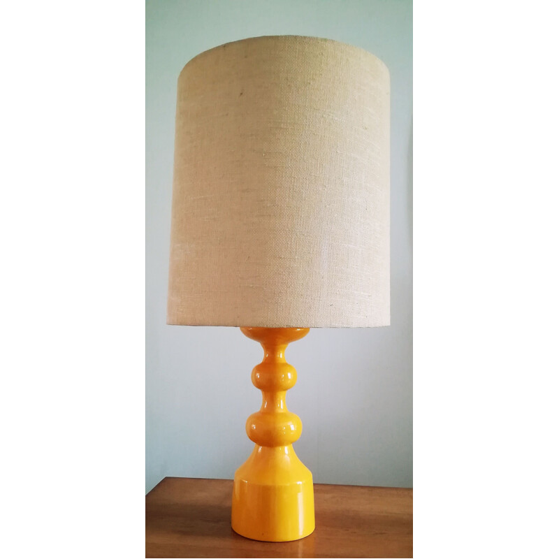 German vintage yellow ceramic lamp 1970