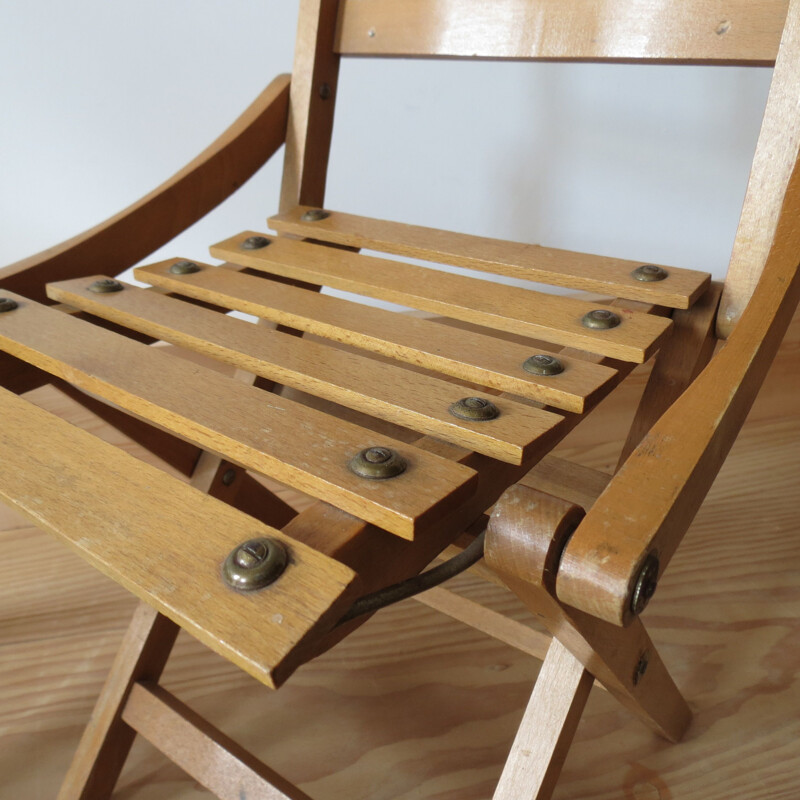 Pair of vintage folding chairs for Sfinx Filakova in beechwood 1940s