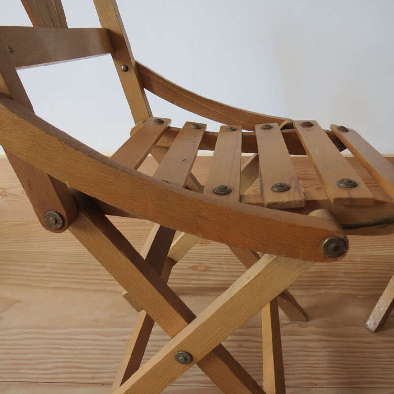 Pair of vintage folding chairs for Sfinx Filakova in beechwood 1940s