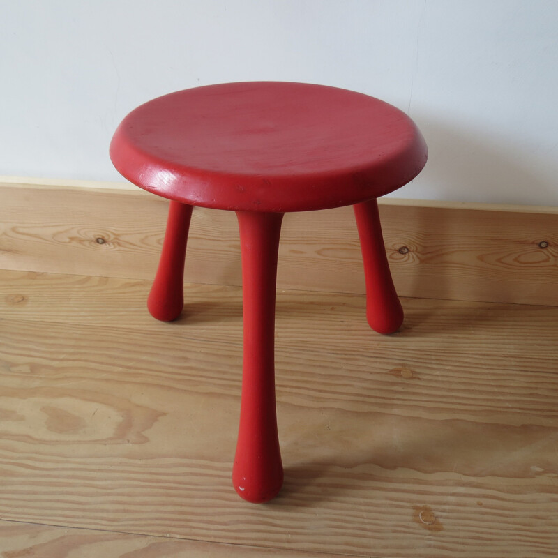 Pair of vintage stools for Habitat in red pinewood