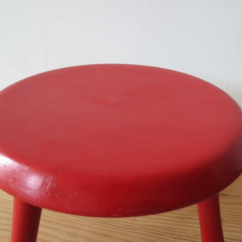 Pair of vintage stools for Habitat in red pinewood