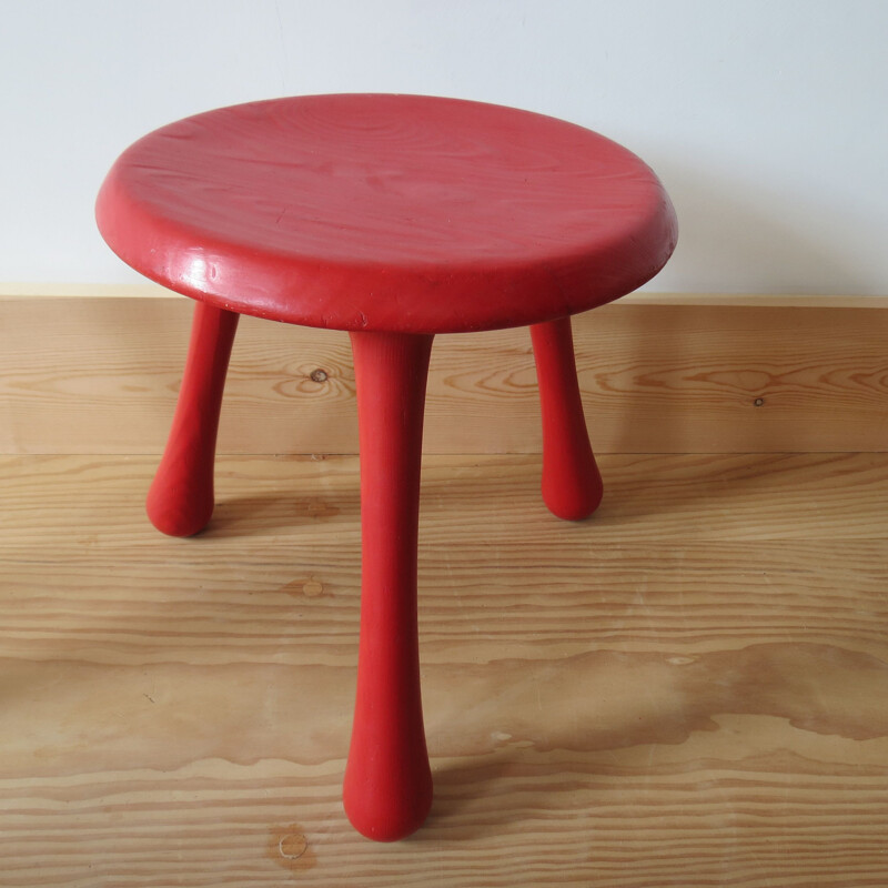 Pair of vintage stools for Habitat in red pinewood