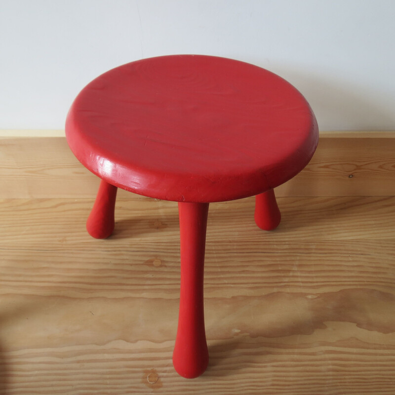Pair of vintage stools for Habitat in red pinewood