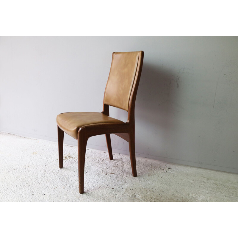 Suite de 6 chaises vintage pour G-Plan en vinyle marron et teck 1960