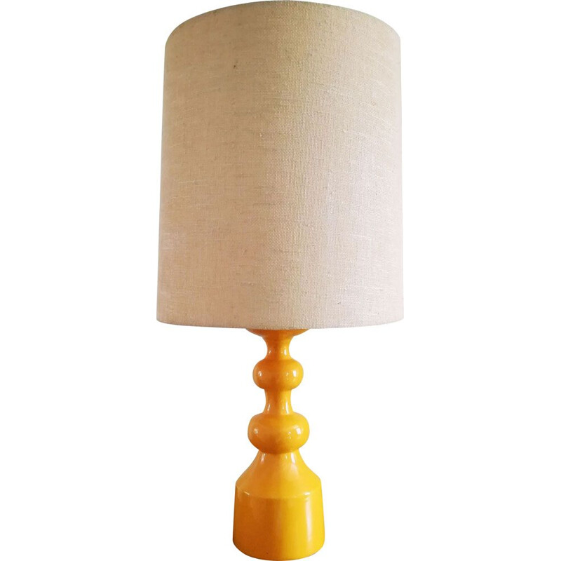 German vintage yellow ceramic lamp 1970