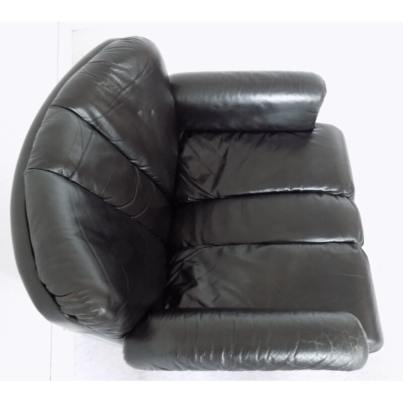 Vintage Eurochair armchair for Girsberger in black leather 1970