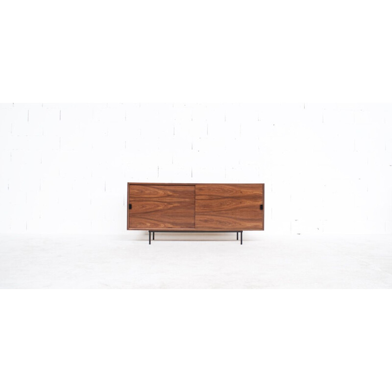 French vintage sideboard in rosewood and steel 1960