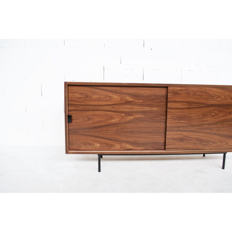 French vintage sideboard in rosewood and steel 1960
