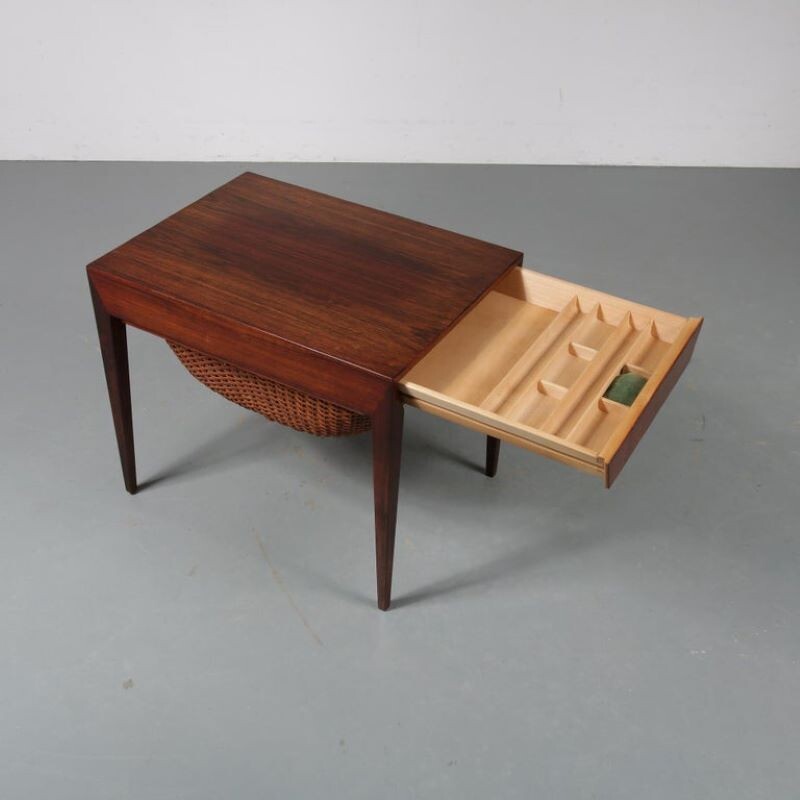 Vintage Sewing Table by Severin Hansen for Haslev Møbelsnedkeri  Bovenkamp, Denmark 1960