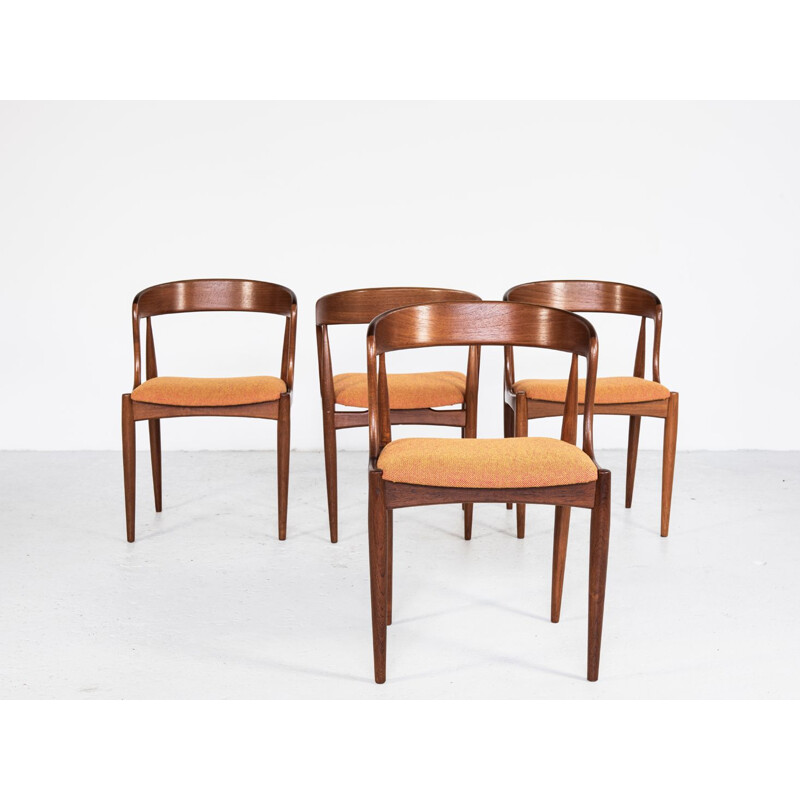 Set of 4 vintage chairs in teak and Hallingdal fabric by Johannes Andersen for Uldum