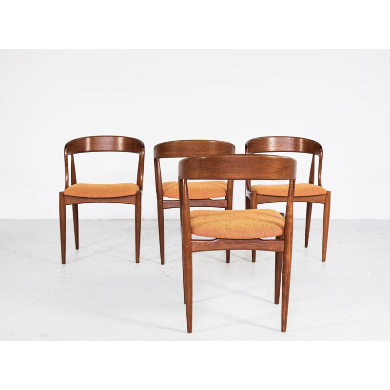 Set of 4 vintage chairs in teak and Hallingdal fabric by Johannes Andersen for Uldum