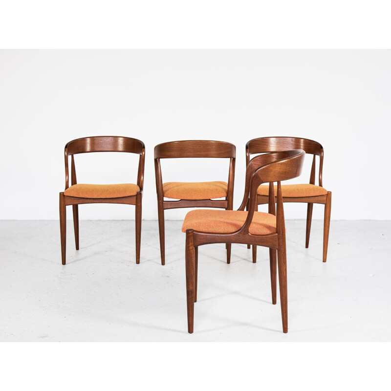 Set of 4 vintage chairs in teak and Hallingdal fabric by Johannes Andersen for Uldum