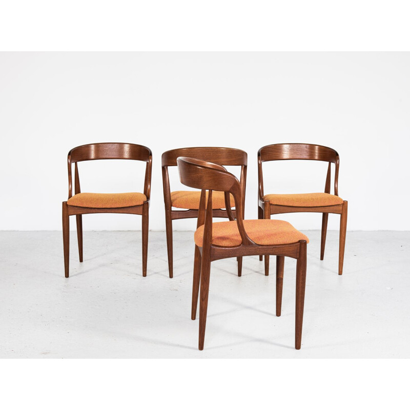 Set of 4 vintage chairs in teak and Hallingdal fabric by Johannes Andersen for Uldum