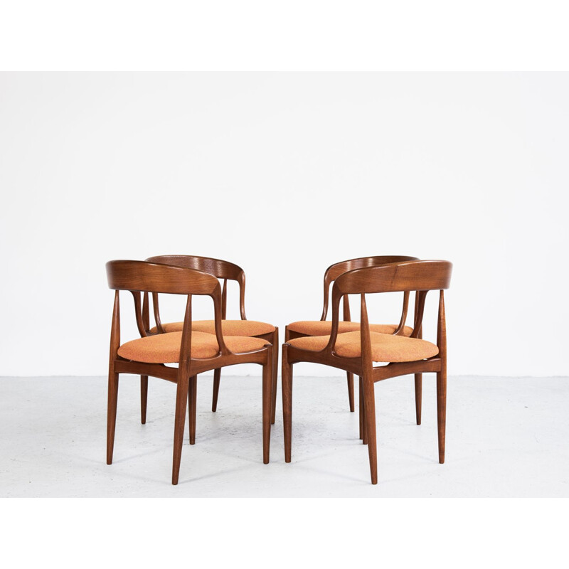 Set of 4 vintage chairs in teak and Hallingdal fabric by Johannes Andersen for Uldum