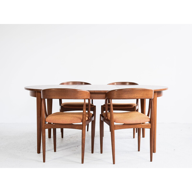 Set of 4 vintage chairs in teak and Hallingdal fabric by Johannes Andersen for Uldum