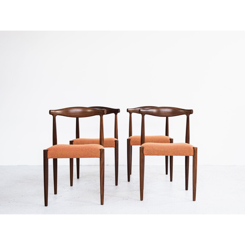 Set of 4 vintage chairs in teak and Hallingdal fabric by Vamo Sønderborg 1960s