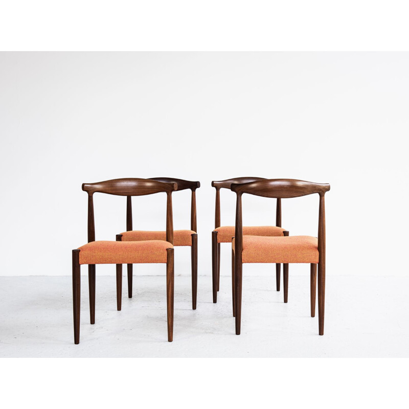 Set of 4 vintage chairs in teak and Hallingdal fabric by Vamo Sønderborg 1960s
