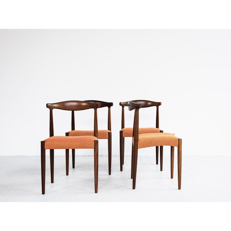 Set of 4 vintage chairs in teak and Hallingdal fabric by Vamo Sønderborg 1960s