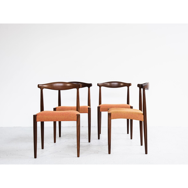 Set of 4 vintage chairs in teak and Hallingdal fabric by Vamo Sønderborg 1960s