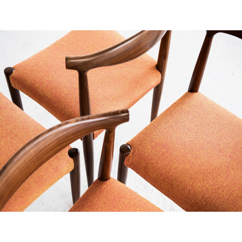 Set of 4 vintage chairs in teak and Hallingdal fabric by Vamo Sønderborg 1960s