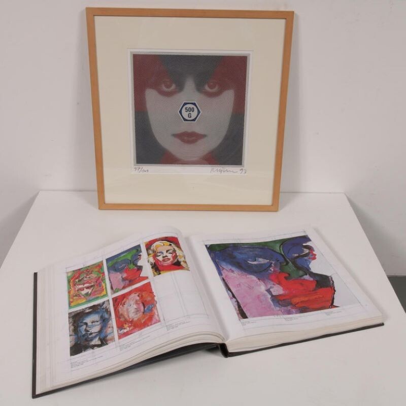 Vintage silkscreen with book "Weight and See" by Roger Pfund, Germany 1993