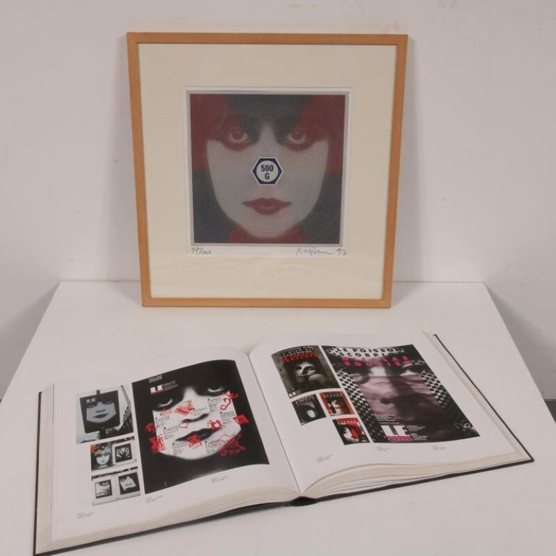 Vintage silkscreen with book "Weight and See" by Roger Pfund, Germany 1993