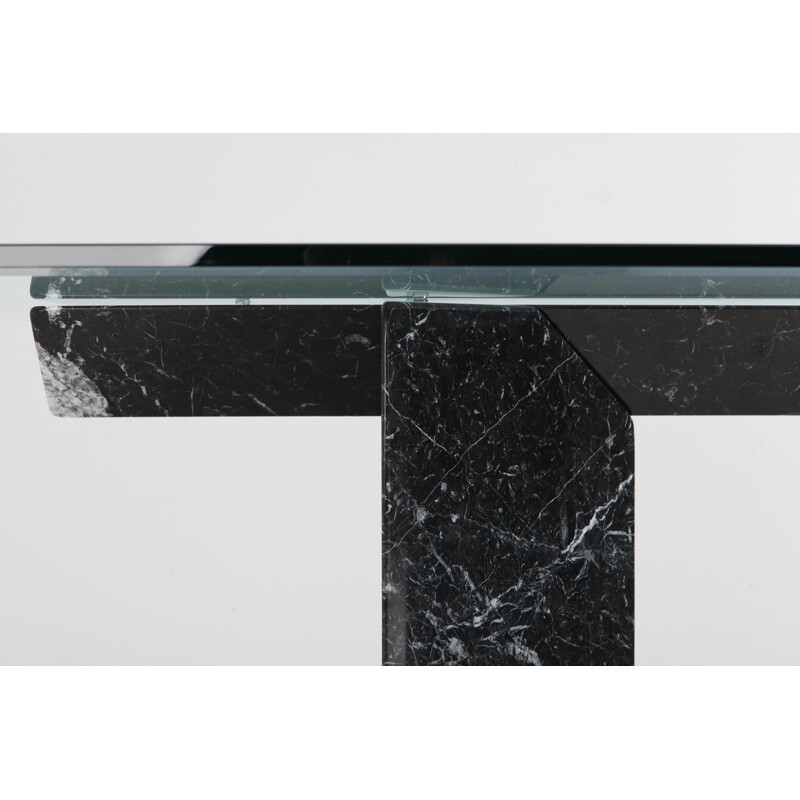 Vintage dining table in black marble by Lazzotti for Up&Up Italy 1990s