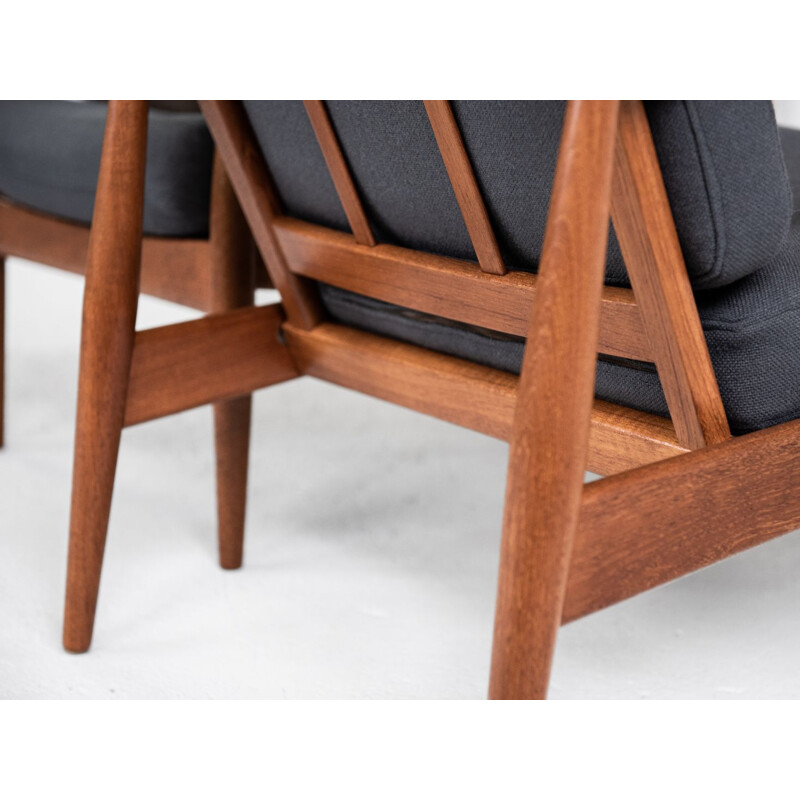 Pair of vintage easy chairs Paper Knife in teak by Kai Kristiansen for Magnus Olesen