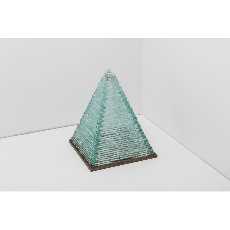 Paire de lampes vintage en verre pyramidal par Pia Manu 1970