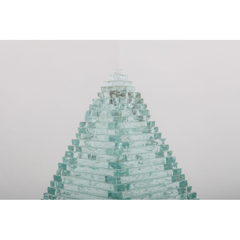 Vintage pair of pyramid glass lamps by Pia Manu 1970