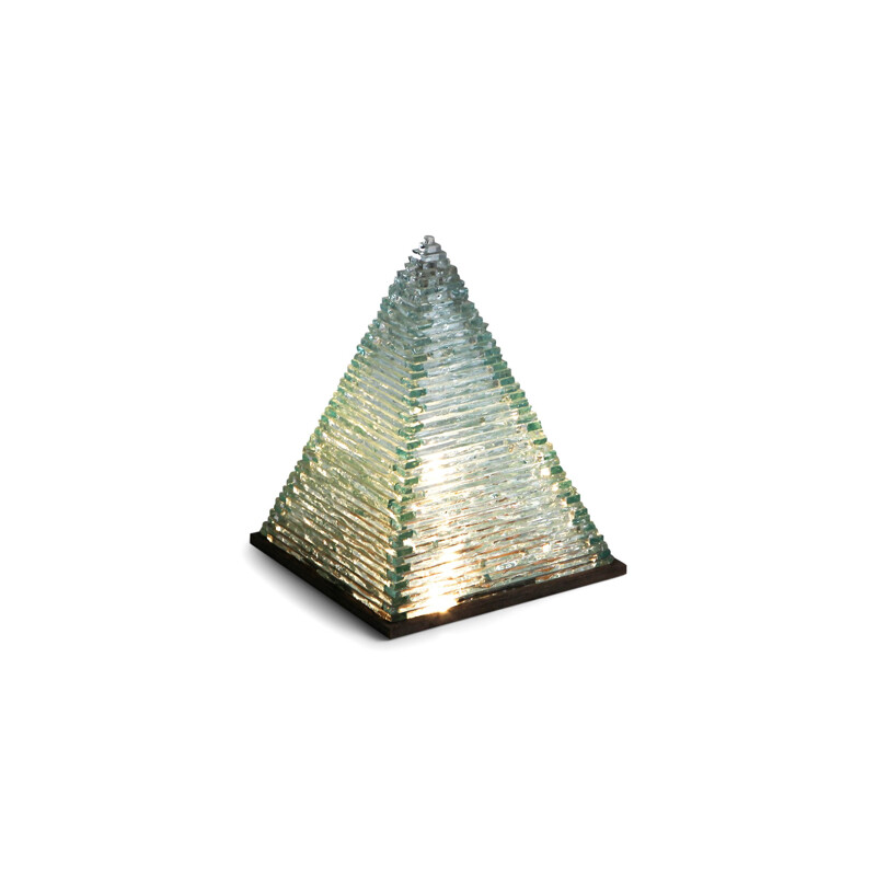 Lampe vintage en verre pyramidale par Pia Manu