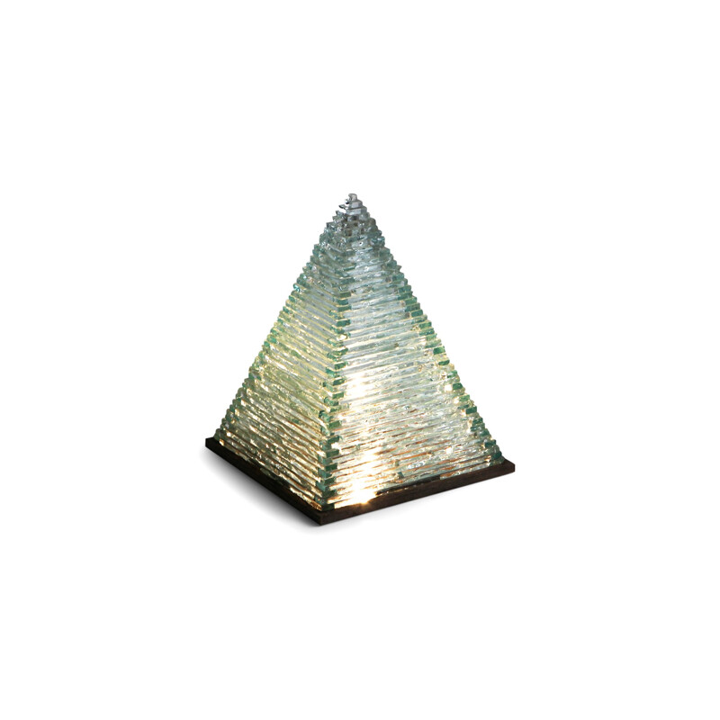 Vintage pyramid glass lamp by Pia Manu