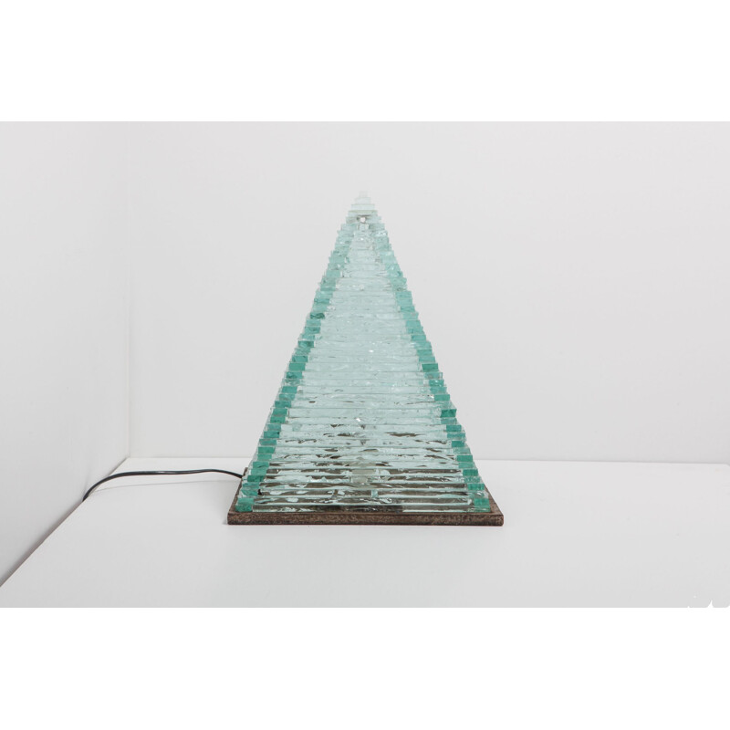 Vintage pyramid glass lamp by Pia Manu