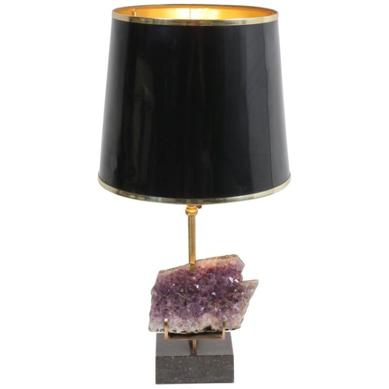 Vintage brass and marble lamp, Belgium 1970