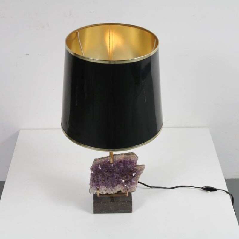 Vintage brass and marble lamp, Belgium 1970