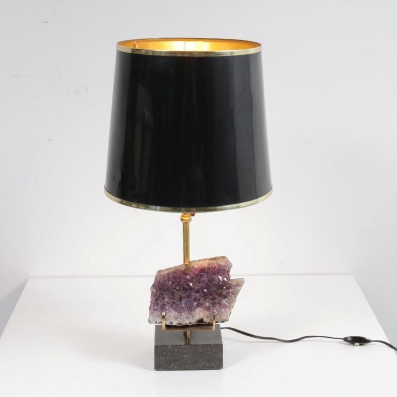 Vintage brass and marble lamp, Belgium 1970