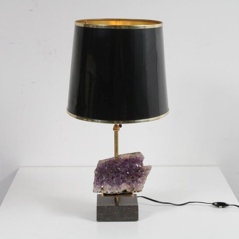 Vintage brass and marble lamp, Belgium 1970