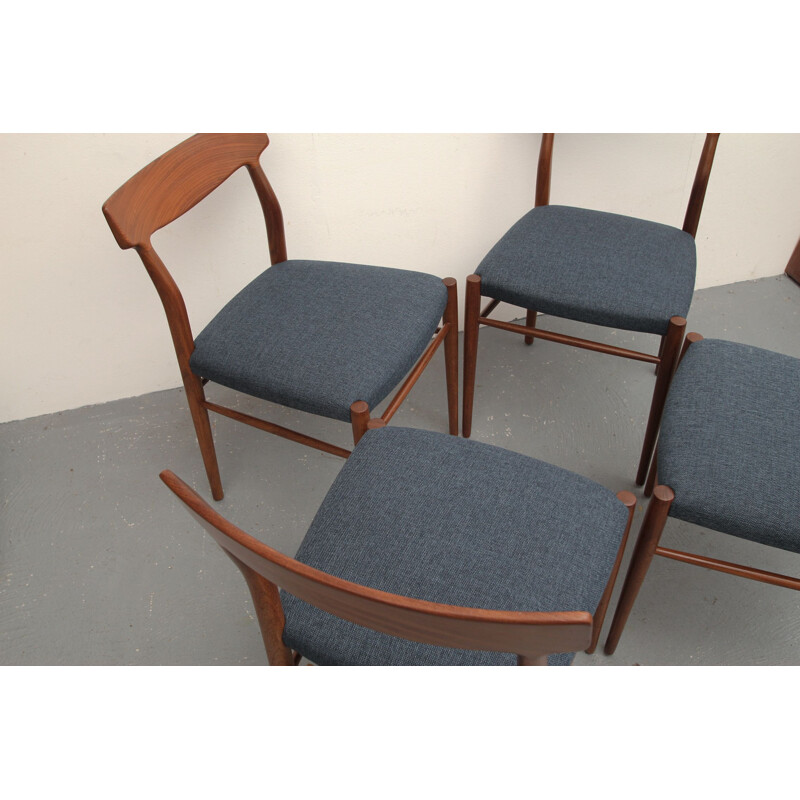 Ensemble vintage de 4 chaises en teck 1960