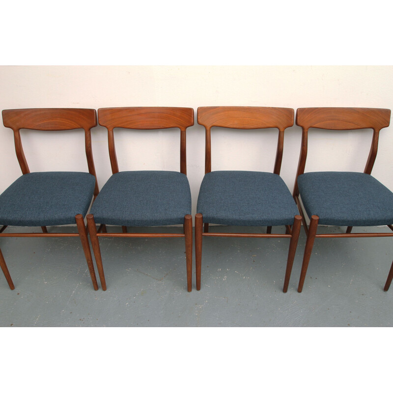 Ensemble vintage de 4 chaises en teck 1960