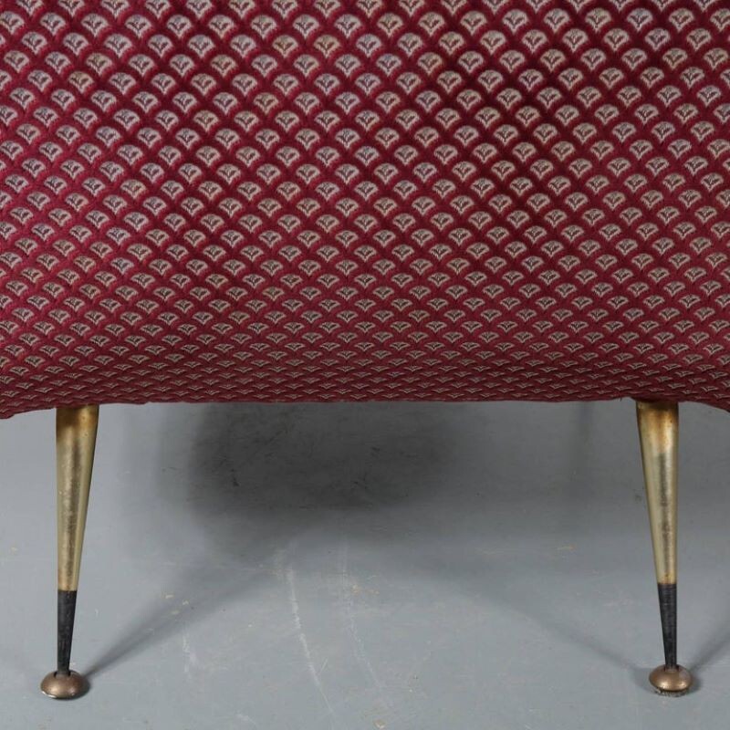 Paire de fauteuils couleur vin rouge et blanc 1950