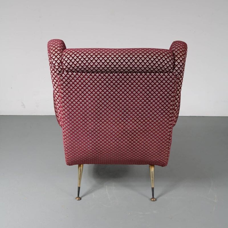 Vintage pair of armchairs in wine red and white 1950s