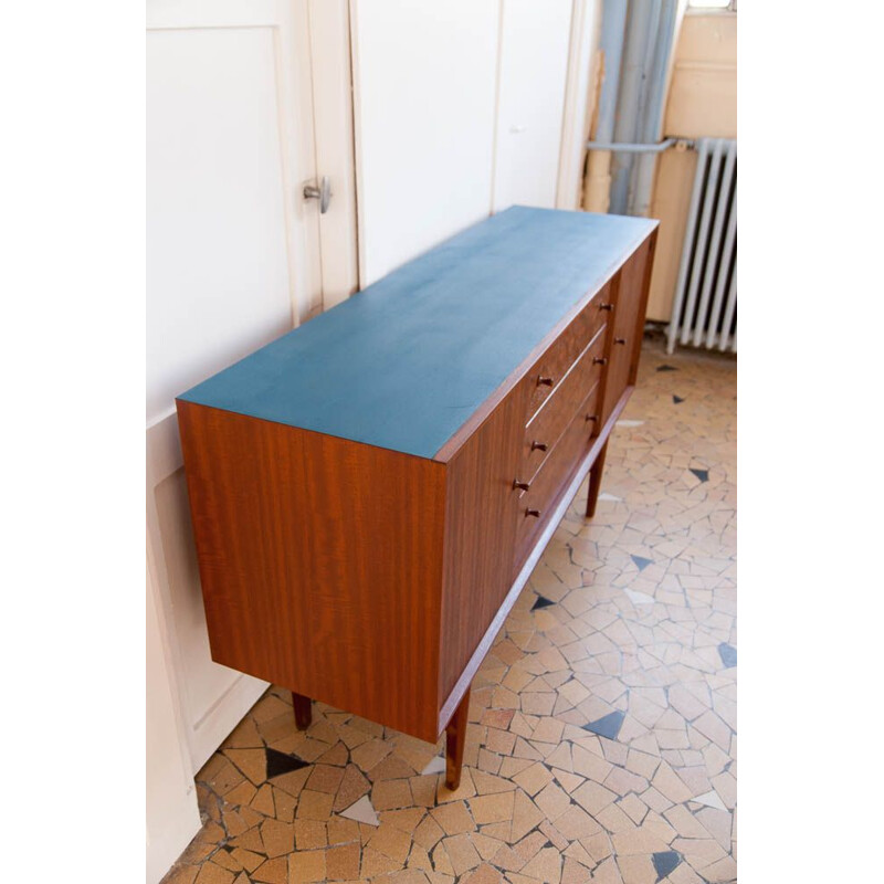 Vintage sideboard in blue and teak 153cm