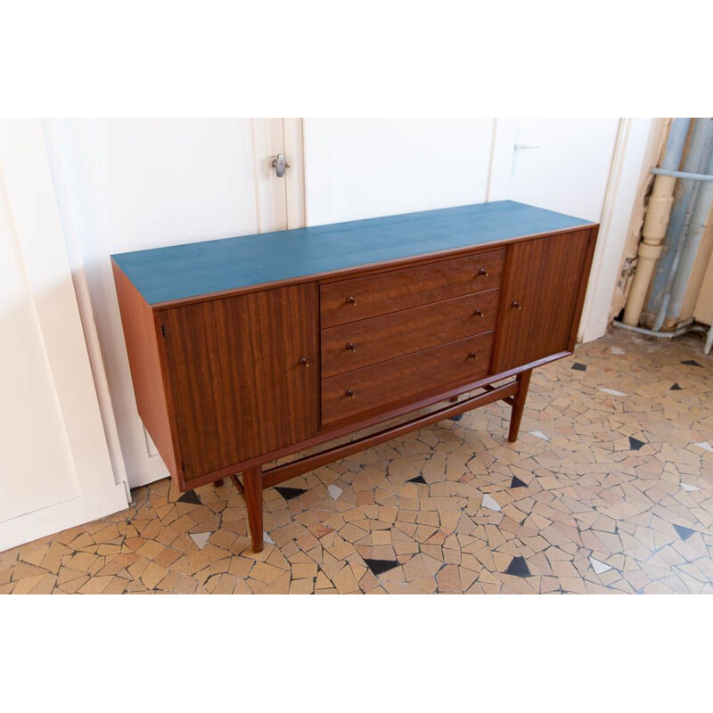 Enfilade vintage en teck et bleue 153cm