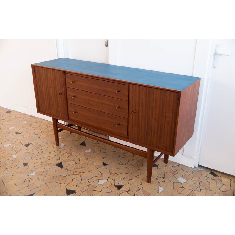 Vintage sideboard in blue and teak 153cm