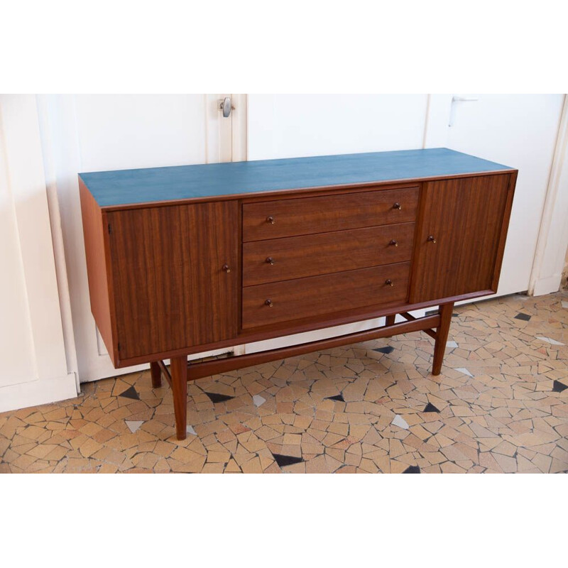 Vintage sideboard in blue and teak 153cm